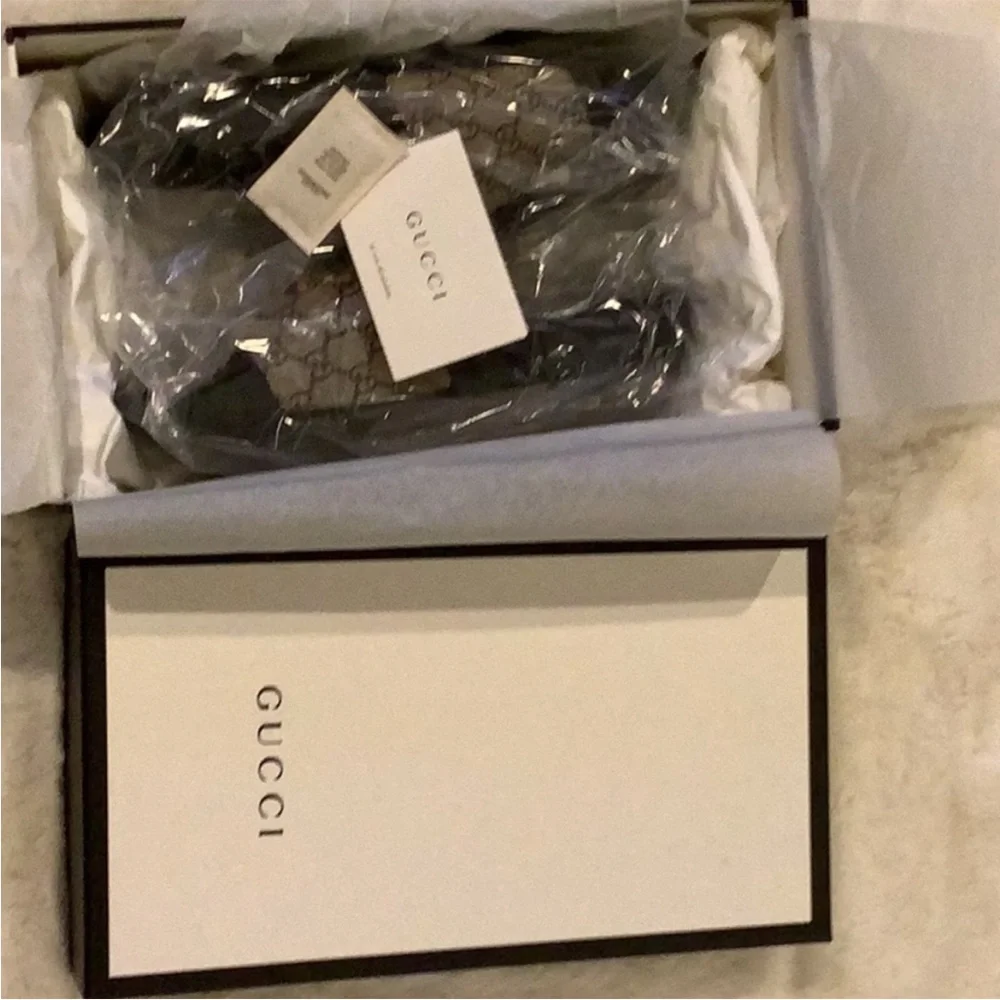 Gucci GG Wolf Black and Brown Monogram Slides